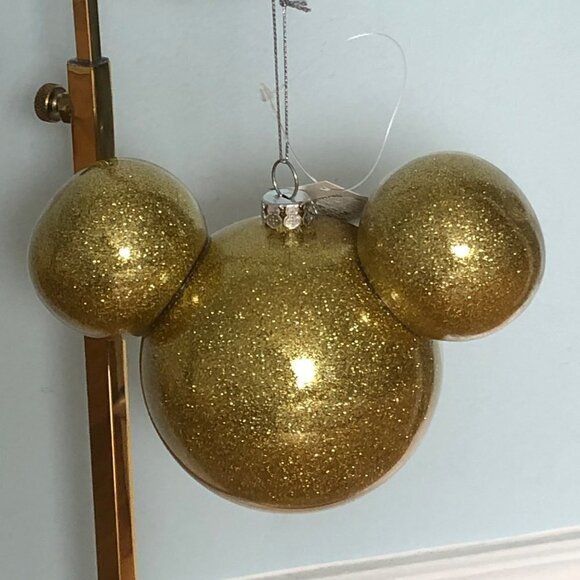 Mickey Mouse Icon Ears‎ Gold Glitter Ornament Glass Large Disney Parks - Picture 3 of 9